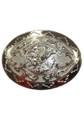 BOUCLE ARGENT VIEILLI FOND ARGENT FIG BULLRIDING